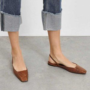 Charles & Keith Squared Toe Croc Effect Slingback